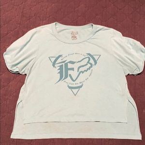 FOX 🦊 racing size S crop top tee teal color
